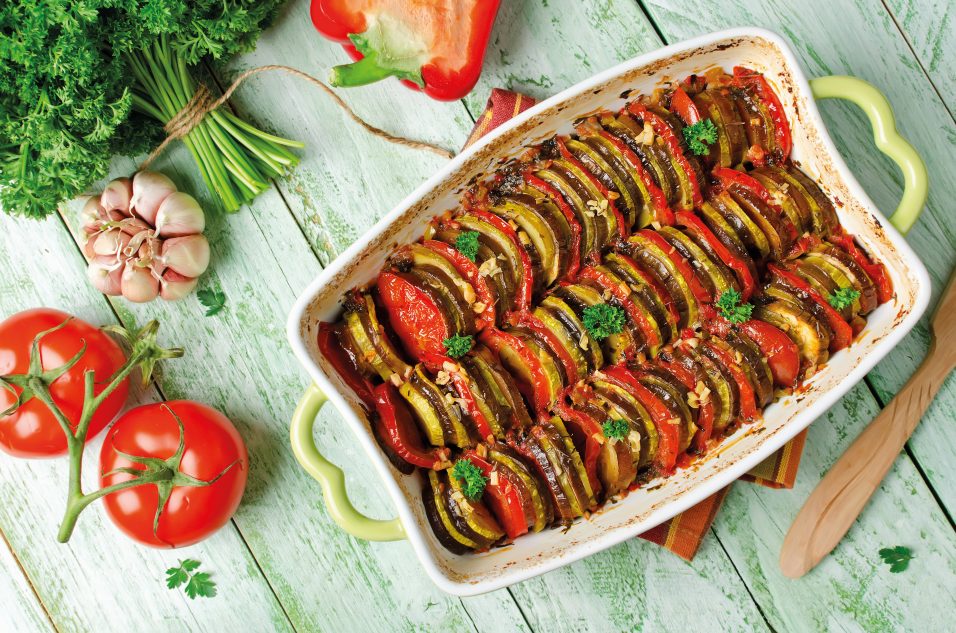 Ratatouille - traditional French Provencal vegetable dish cooked in oven. Homemade preparation recipe healthy diet
