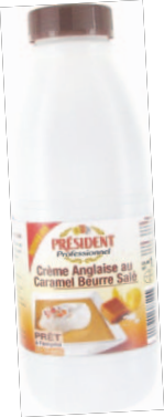 Un goût délicieux avec la Crème anglaise au Caramel beurre salé de Président Professionnel