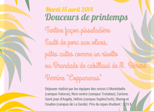 Un nouveau menu « Douceurs de printemps » pour Les Toquissimes au Crous Nice-Toulon