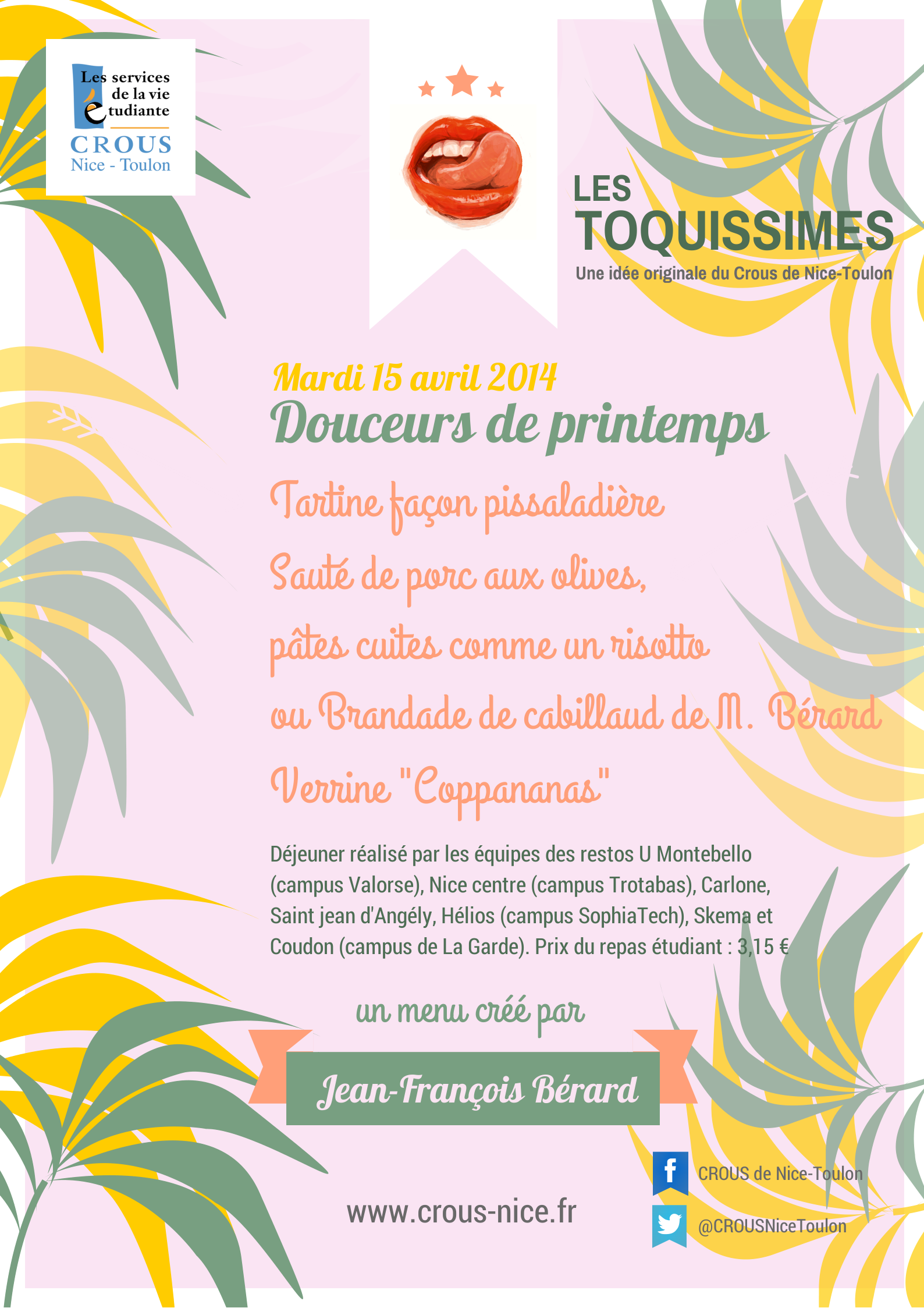 Un nouveau menu « Douceurs de printemps » pour Les Toquissimes au Crous Nice-Toulon