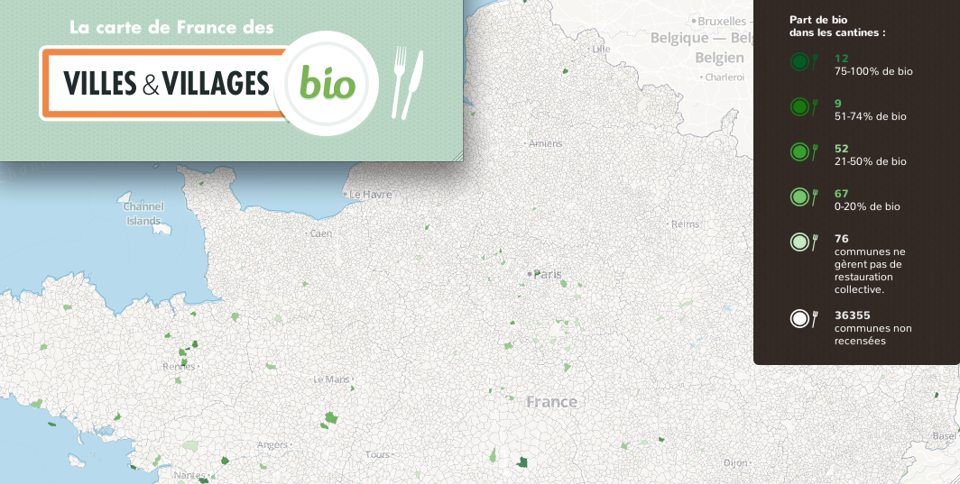 Recensement des communes sur la Carte de France des villes et villages bio