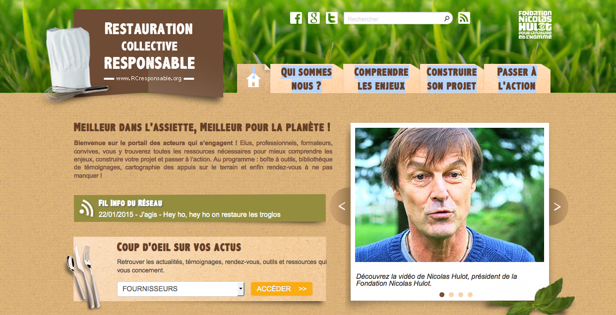 Lancement du 1er portail de la Restauration Collective Responsable par la Fondation Nicolas Hulot