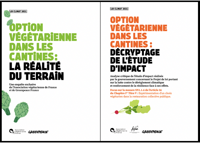 Option végétarienne à la cantine : une solution efficace et bénéfique pour l’environnement /la santé selon Greenpeace et l’AVF