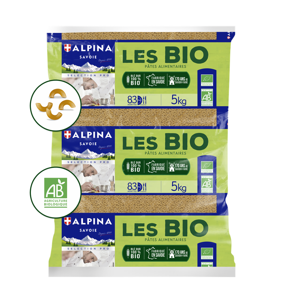 Les coquillettes bio semi-complètes, nouvelle référence Alpina Savoie
